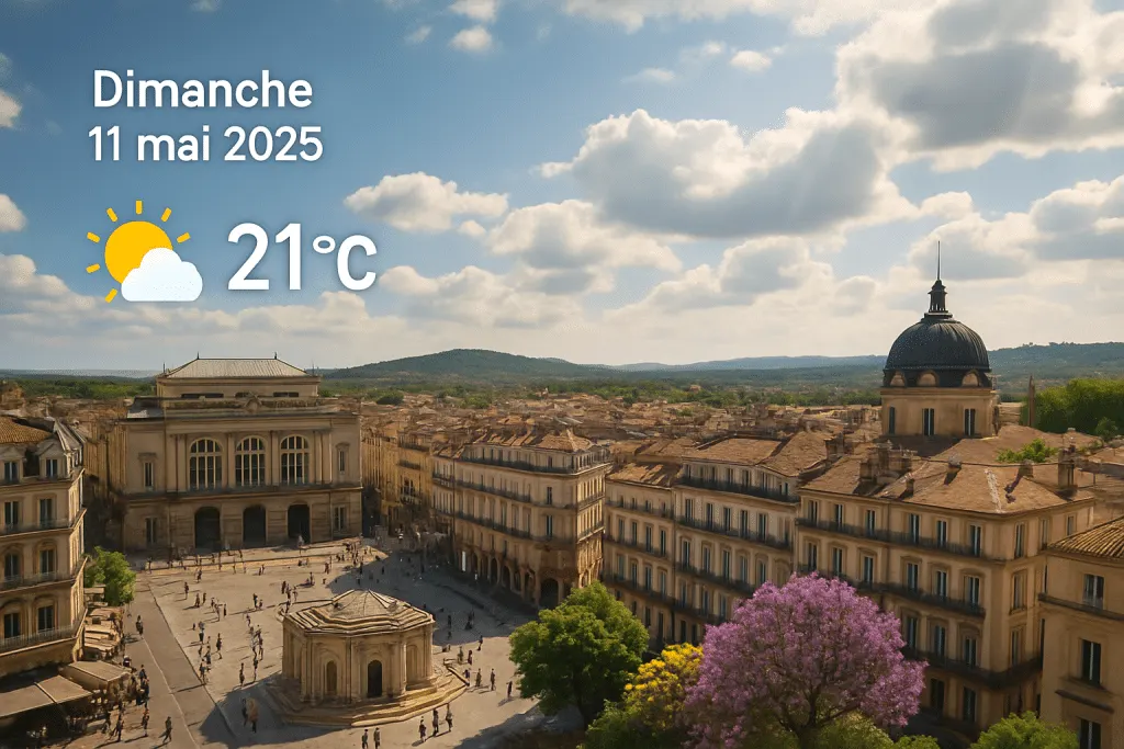 découvrez les prévisions météo détaillées pour le dimanche 11 mai 2025 à montpellier et ses alentours. préparez-vous à votre journée en consultant les températures, les conditions climatiques et les éventuelles alertes météo.