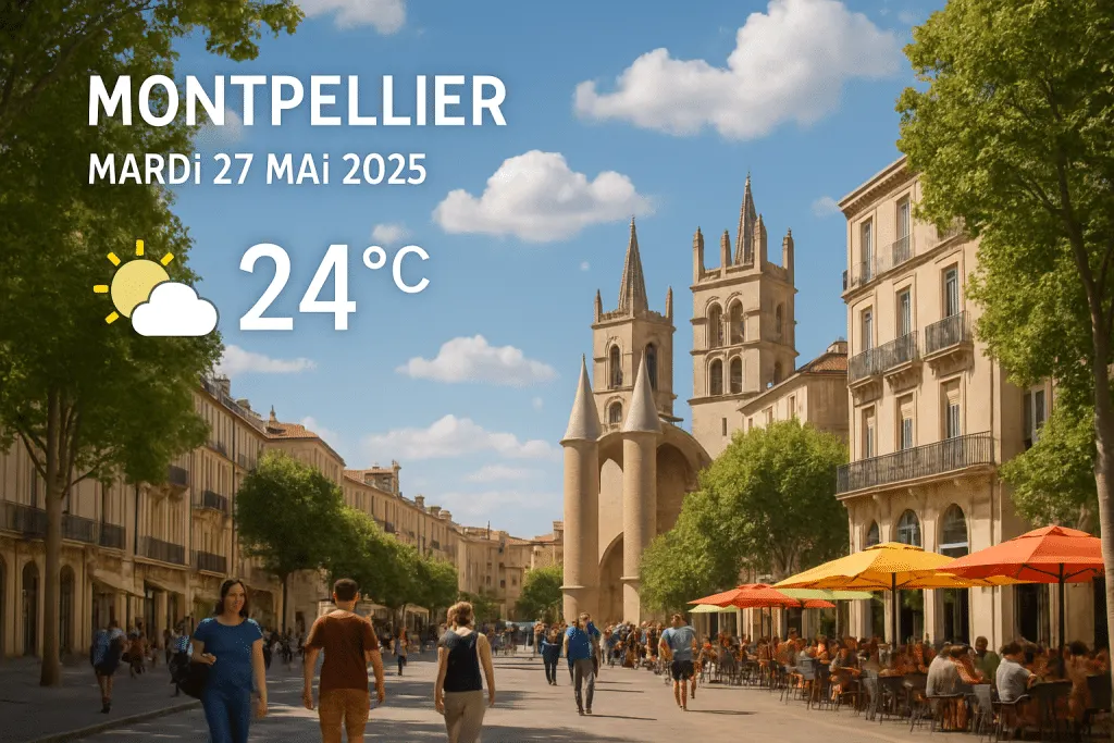 découvrez les prévisions météo détaillées pour montpellier et ses alentours le mardi 27 mai 2025. informez-vous sur les températures, les conditions climatiques et les éventuels phénomènes météorologiques attendus pour planifier votre journée.