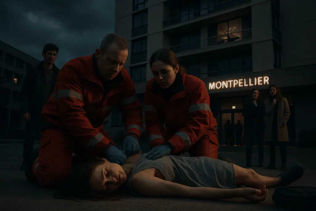 une femme est dans un état critique après une chute du cinquième étage d'un hôtel à montpellier. les circonstances de ce tragique incident restent à éclaircir.