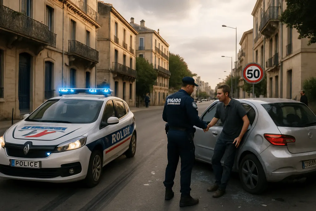 un conducteur interpellé à montpellier après une course-poursuite à 130 km/h, sans permis et auteur de plusieurs infractions grave.