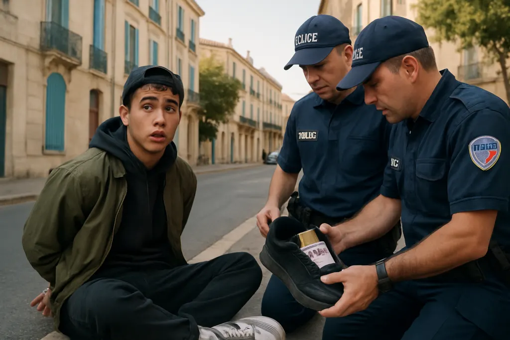 à montpellier, un jeune dealer de 18 ans a été arrêté en possession de 1 000 euros dissimulés dans ses chaussures lors d'une opération policière.