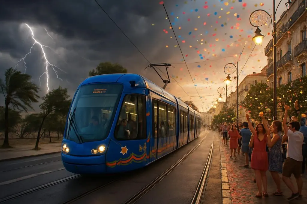 découvrez l'histoire des lignes de tram à montpellier, marquée par des imprévus, des tempêtes et des célébrations qui rythment la vie urbaine.