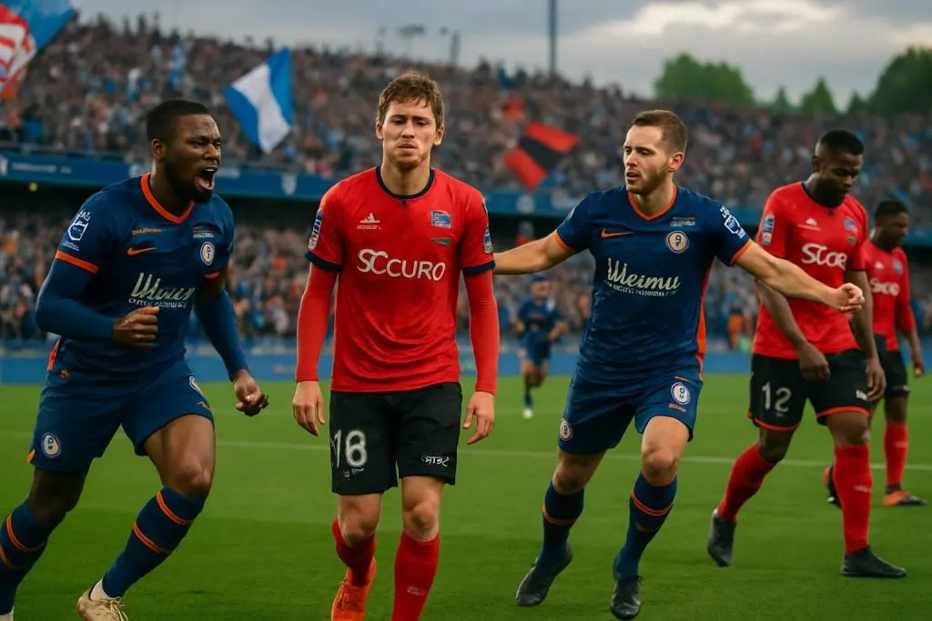 à montpellier, en avant guingamp essuie sa première défaite de l'année lors d'un match intense et électrique, riche en émotions et rebondissements.