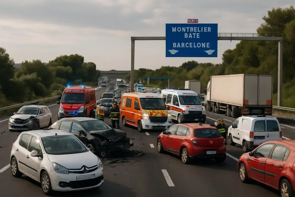 suivez en direct l'accident majeur entraînant la fermeture de l'a9 entre montpellier et sète en direction de barcelone ce vendredi. informations et itinéraires alternatifs disponibles.