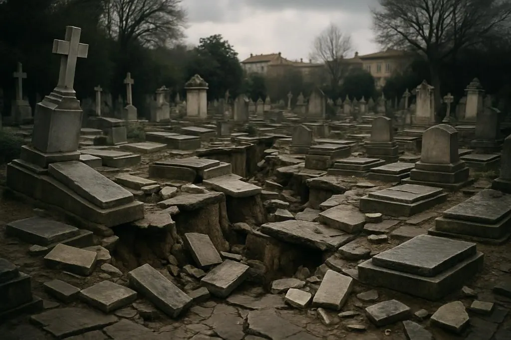 découvrez l'effondrement préoccupant au cimetière saint-lazare de montpellier, où plus de 300 sépultures ont été endommagées, suscitant une inquiétude majeure dans la communauté locale.